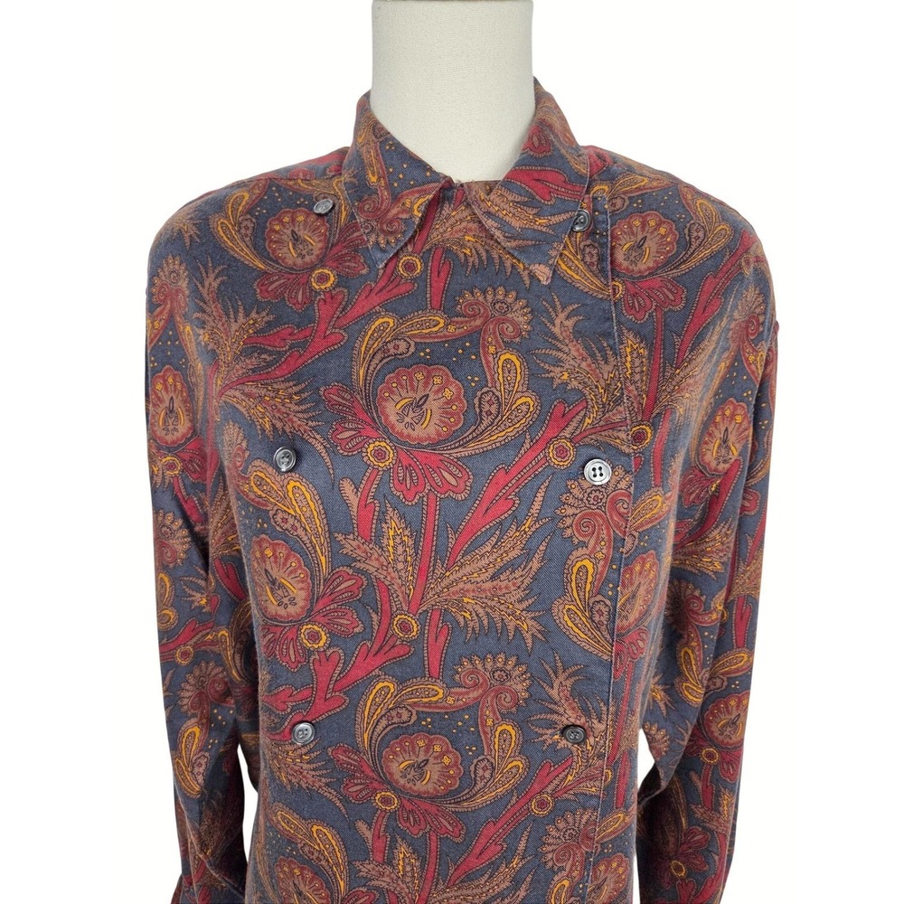 Harve Benard Blouse 12 Vintage 90s Multicolor Paisley Double Breasted Whimsigoth